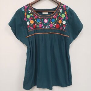 YZXDORWJ Womens Boho Floral Embroidered Top Size 3XL Gypsy Hippie Cottagecore
